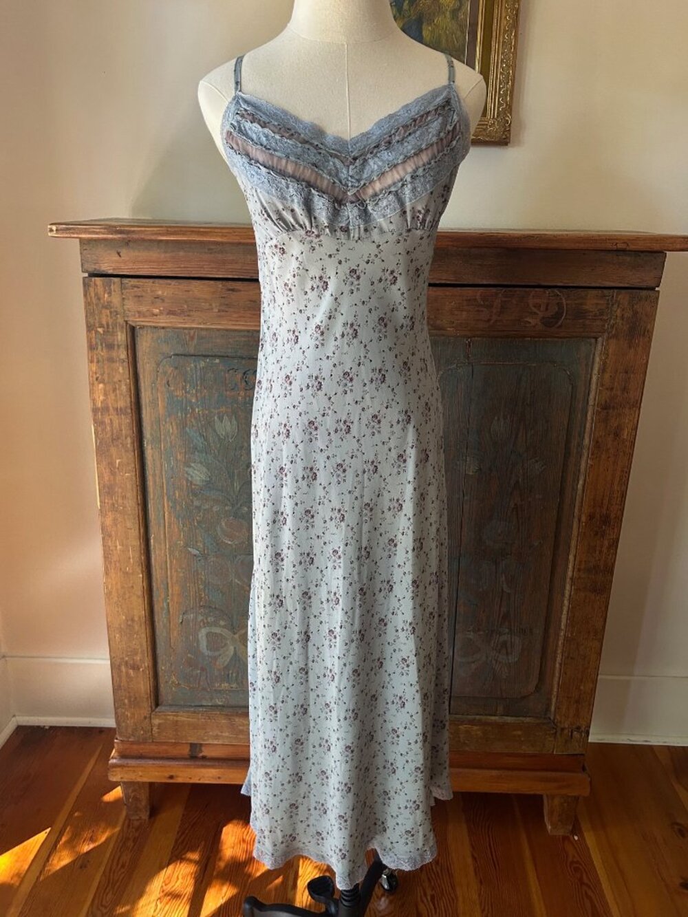 Vintage Betsey Johnson ULTRA Silk Lace Maxi Dress***FLAW***